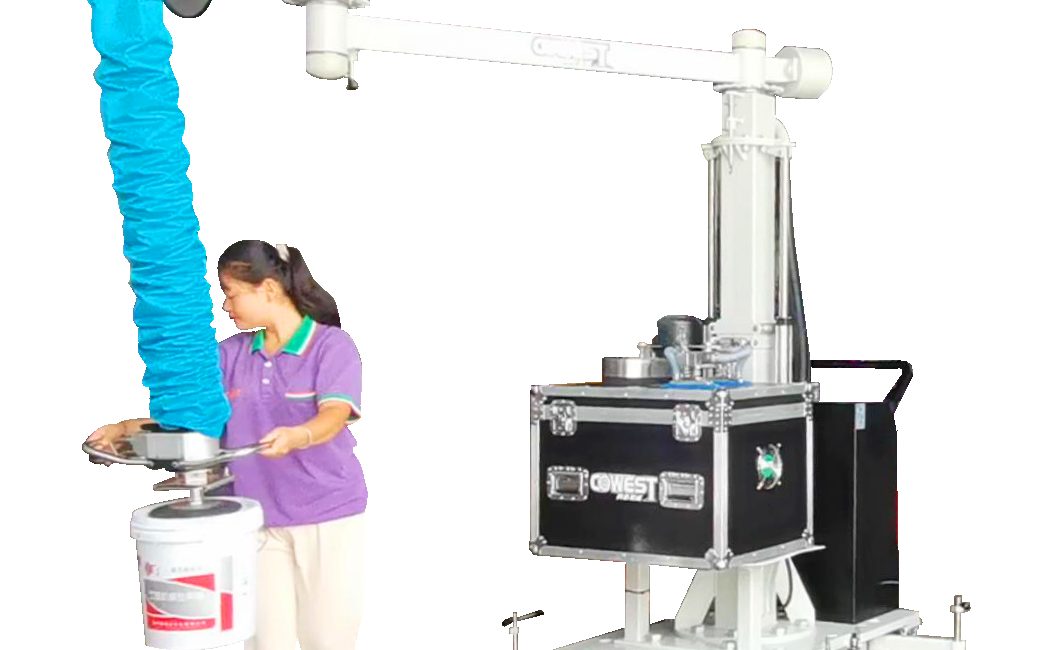 Vacuum tube lifter on a pillar jib crane